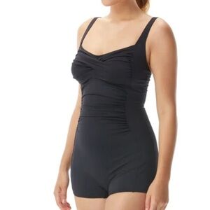 TYR Women Mantra Twisted Bra Jumpsuit One Piece Swim Suit Black Size 6